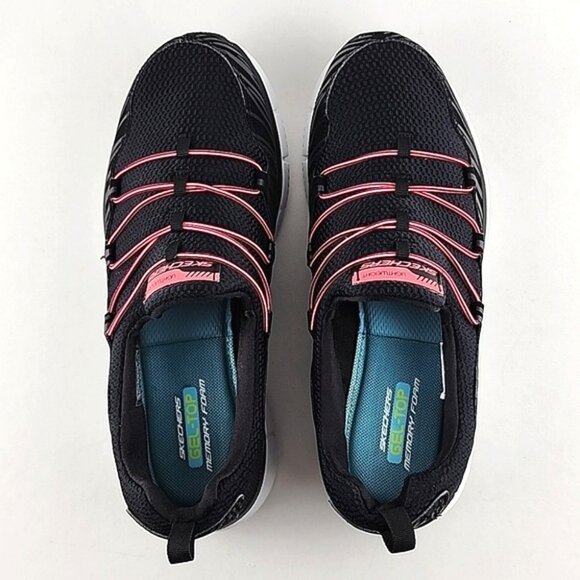 Skechers Women's Equalizer Black Pink Slip On Shoes Ultra Lightweight Size 8 - Picture 3 of 16